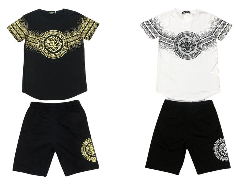 Boys Lion Print Short Set Diamante F-80