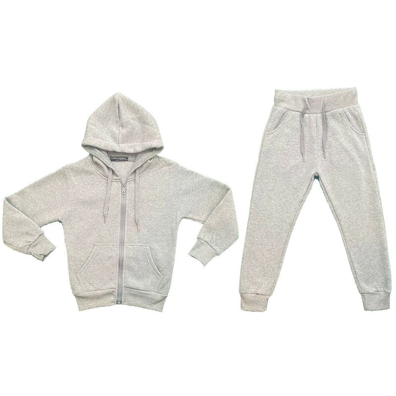 Boys Girls Kids Plain Fleece Tracksuit Joggers Hoodie Jogging Bottoms School PE.