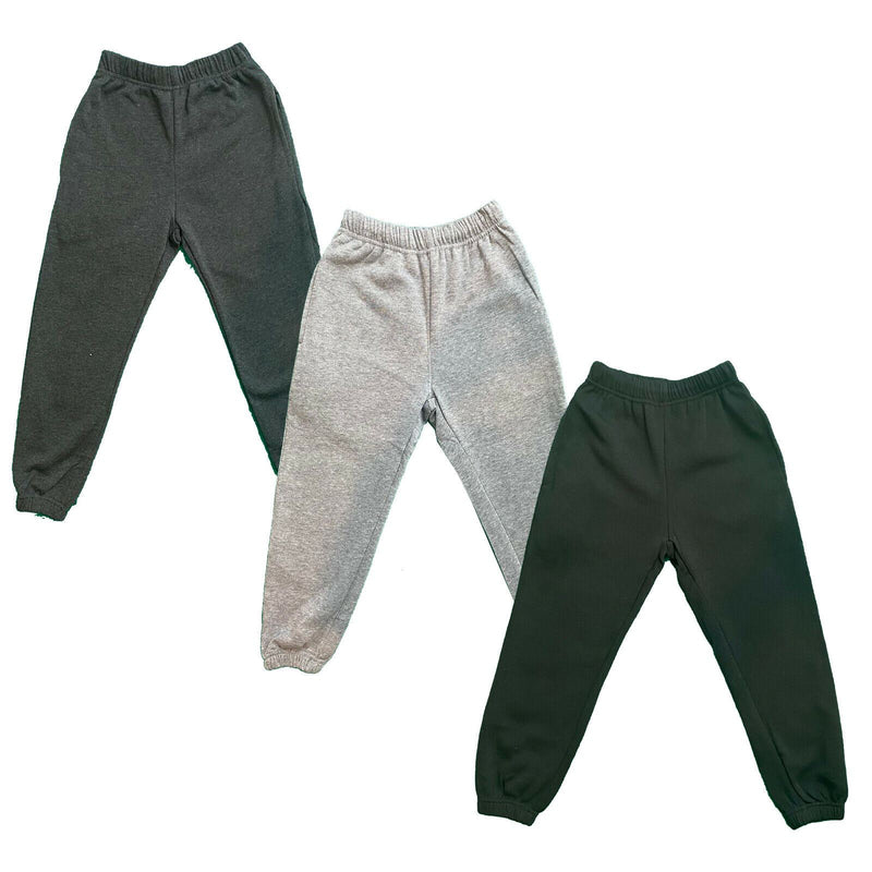 Boys Girls Kids Plain Jogging Sports Tracksuit Bottoms Joggers Fleece PE School.