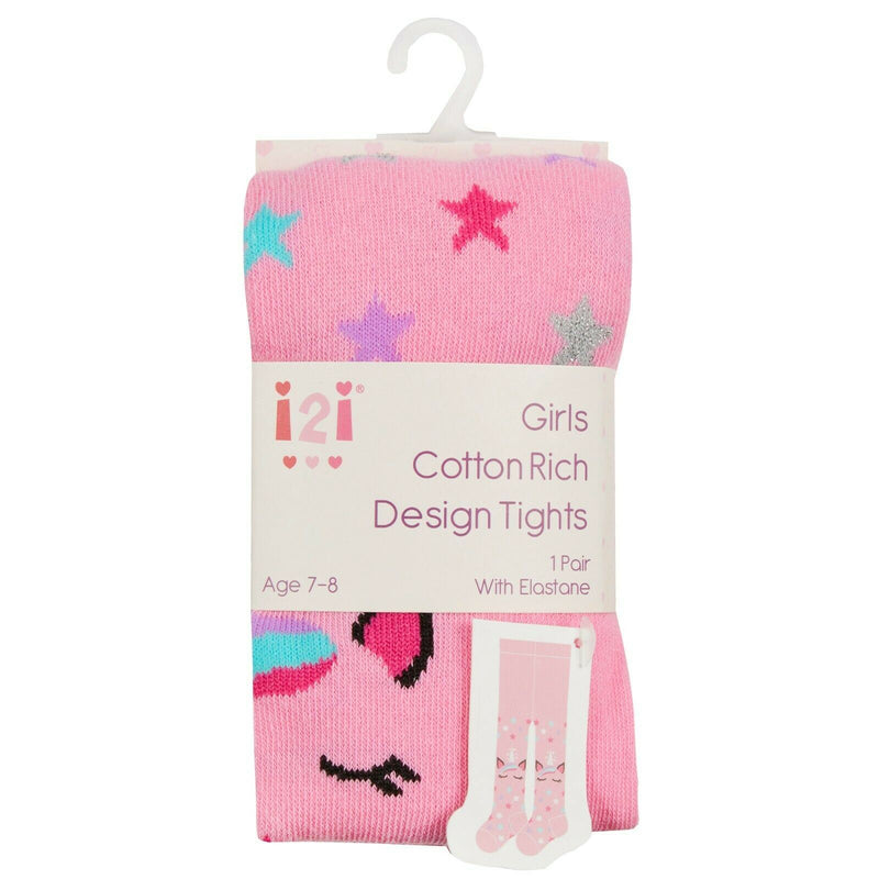 Girls Kids Unicorn Print Tights Cotton Rich Knitted Warm Thick