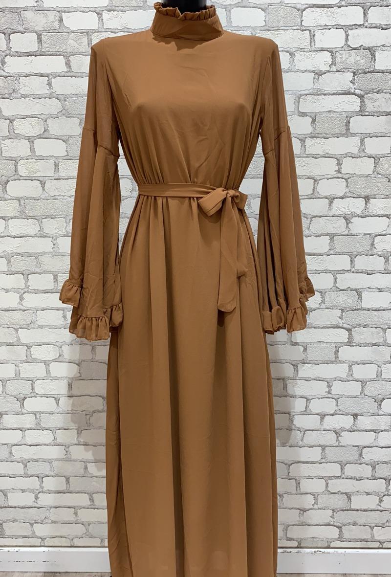 Ladies Ruffle Sleeve Flowy Maxi Dress