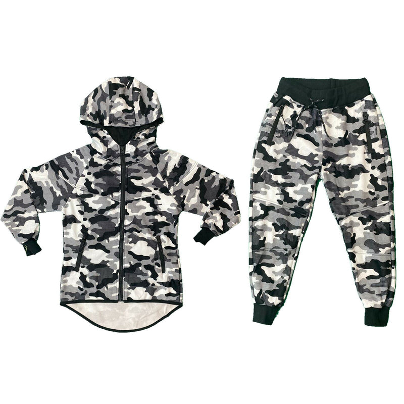 Boys Kids Tracksuit Camo Camouflage Jacket Joggers Jogging Bottoms Outfit Set