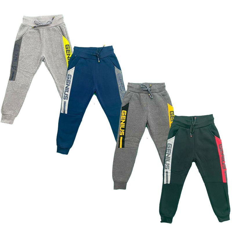 Boys Kids Panel Jogging Sports Warm Tracksuit Bottoms Fleece Winter Joggers.