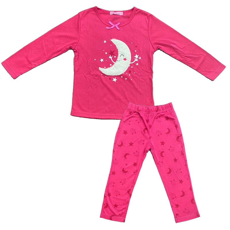 Baby Girls Kids Pyjamas Long Sleeve Top Bottom Set Nightwear PJs Printed.