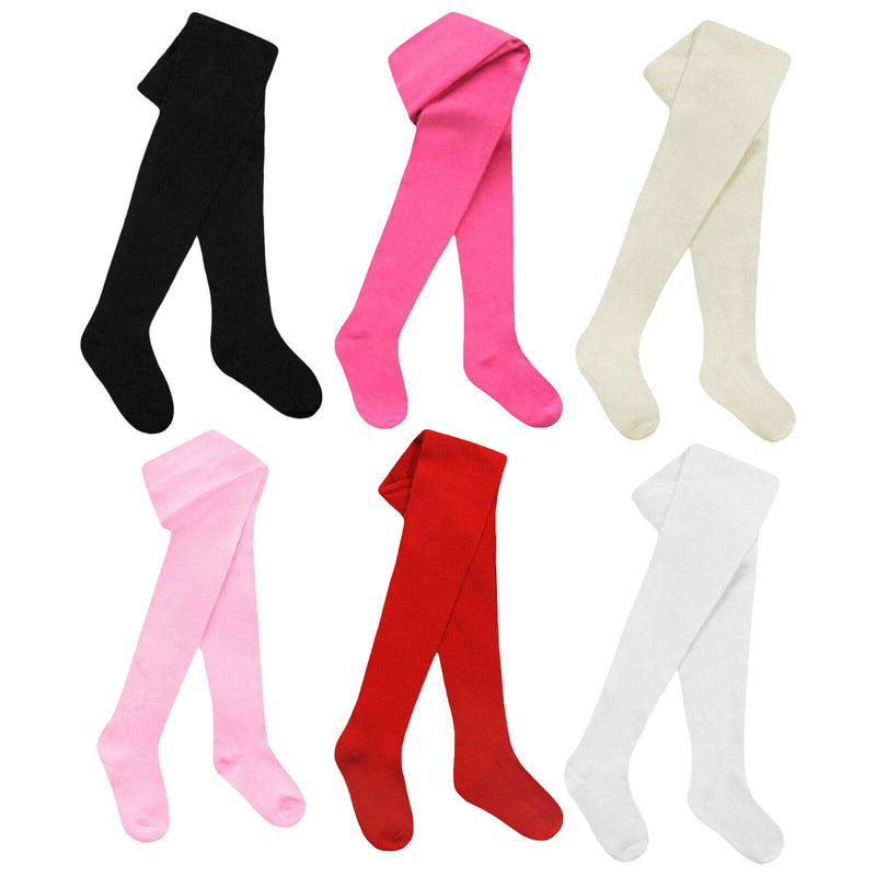 Baby Girls Kids Tights Cotton Rich Plain Knitted Winter Warm Thick.