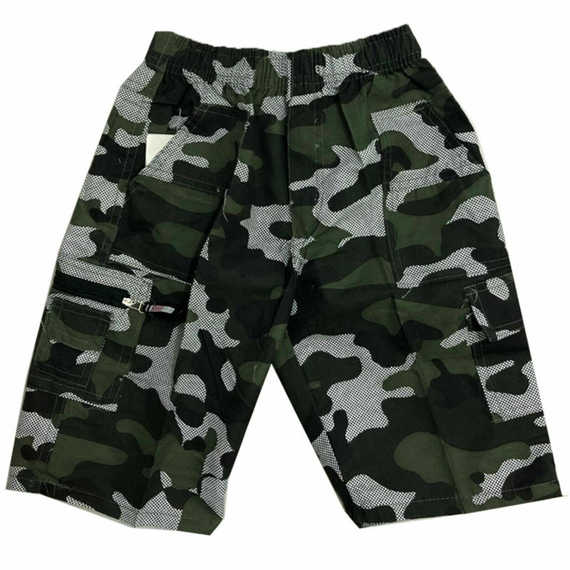 Boys Kids Shorts Army Camo Camouflage Combat Cargo Pocket Summer Fashion Chino