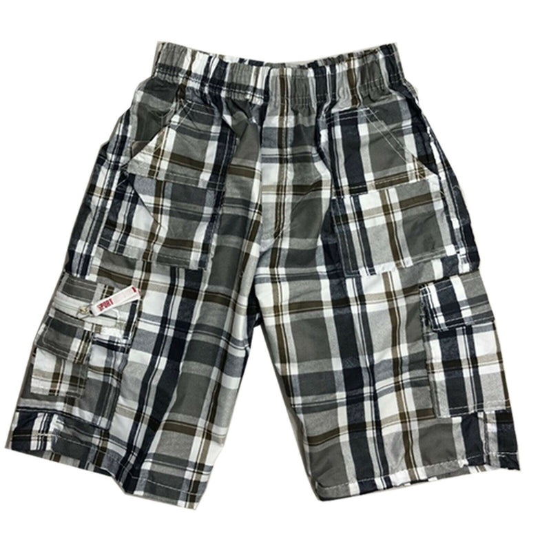 Boys Kids Shorts Check Combat Cargo Pocket Summer Fashion Chino