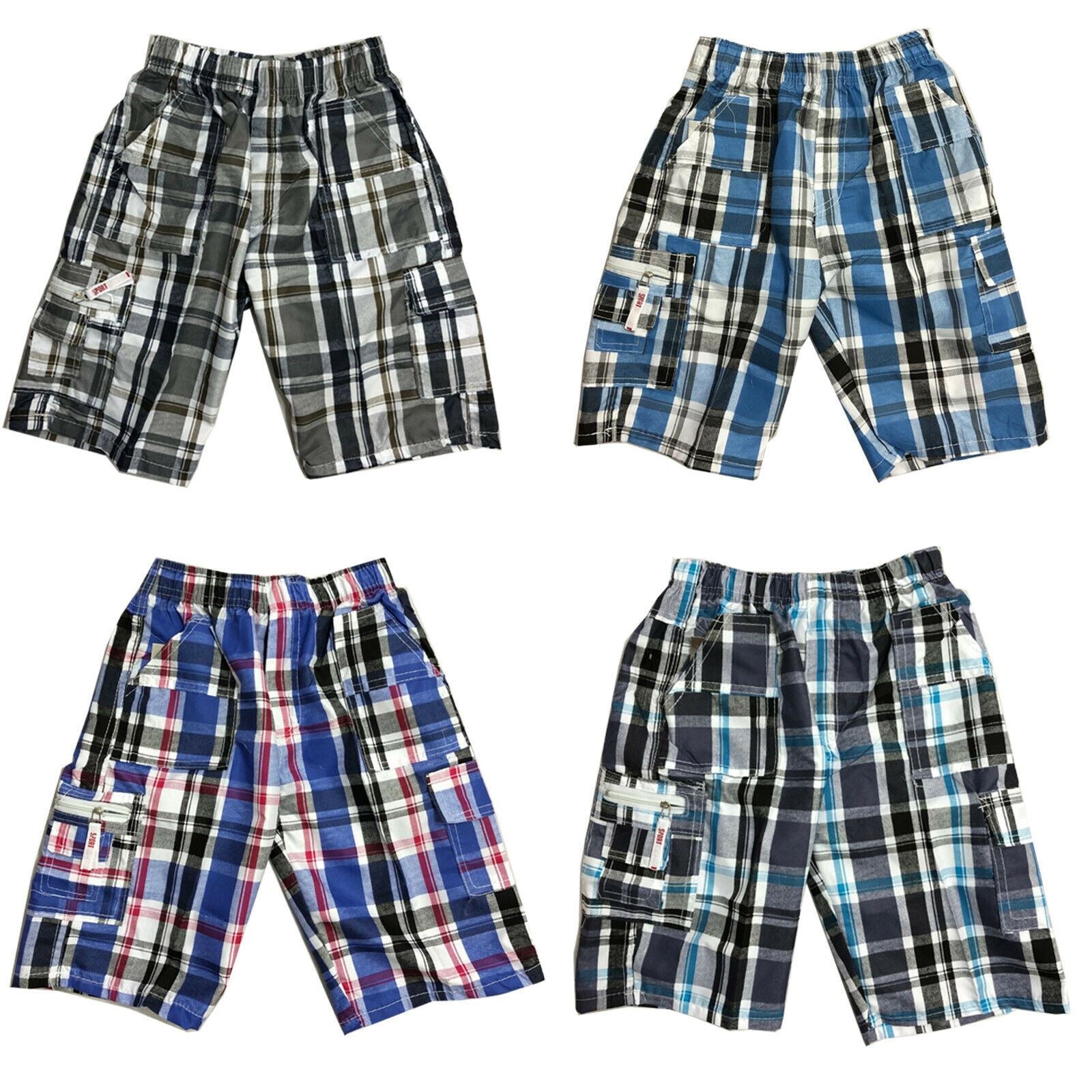 Kids Plain Shorts Cotton PE School Summer Gym Sports Navy Red Black