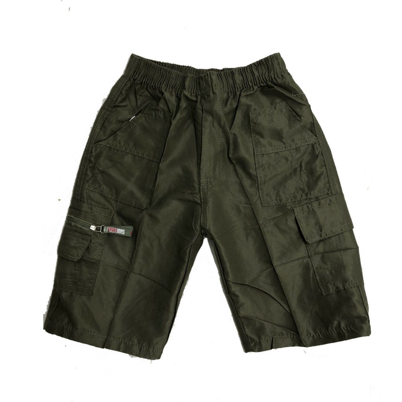 Boys Kids Shorts Plain Knee Length Combat Cargo Pocket Summer Fashion Chino