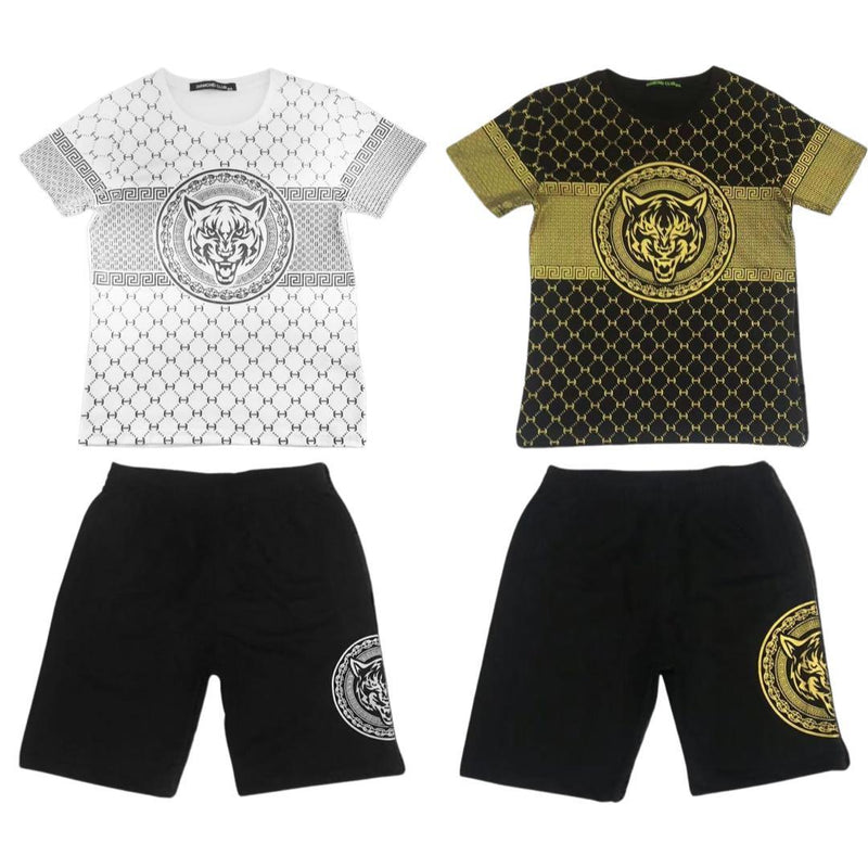 Boys T-Shirt And Shorts Set Tiger Print (F122)