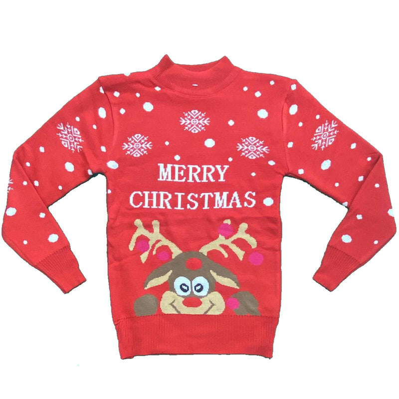 Boys Girls Kids Christmas Jumper Reindeer Sweater Xmas Sweatshirt Top Rudolph.