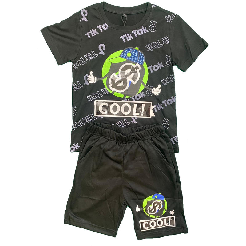 Boys Girls Kids T-Shirt Shorts Set Printed Music Sports Cotton Summer Gym PE Outfit Summer.