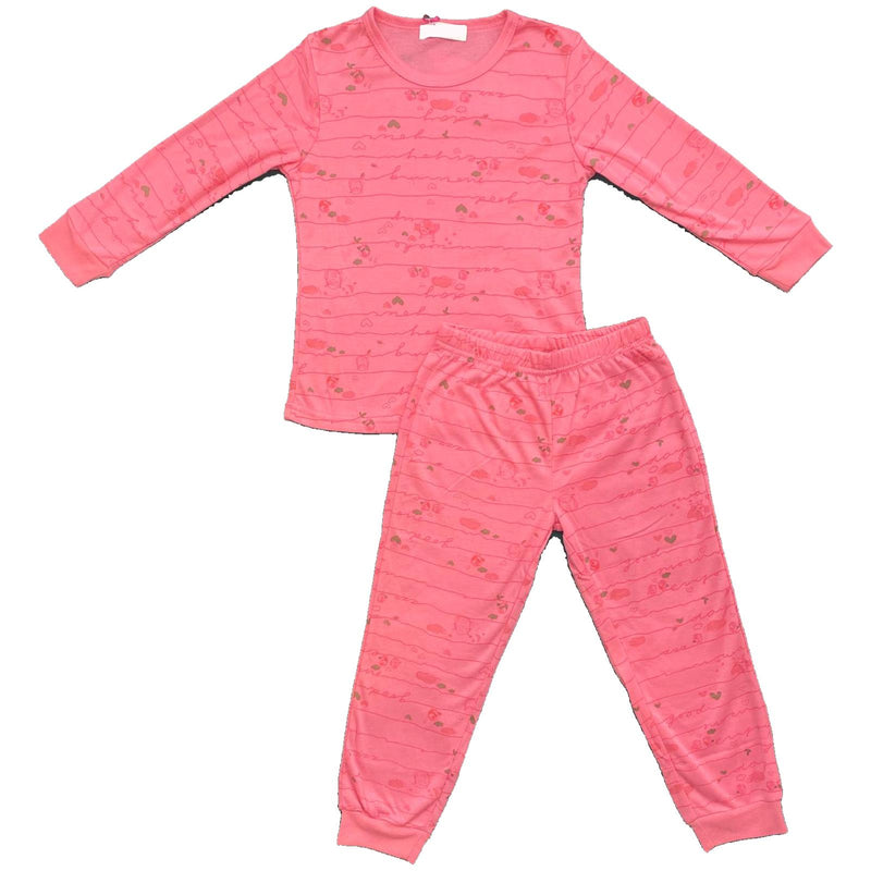 Girls Kids Pyjamas Long Sleeve Top Bottom Set Nightwear PJs Cuffed Fleece.