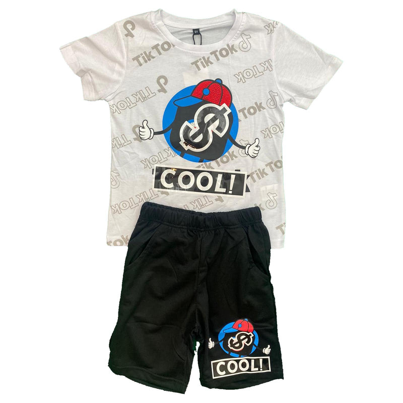 Boys Girls Kids T-Shirt Shorts Set Printed Music Sports Cotton Summer Gym PE Outfit Summer.