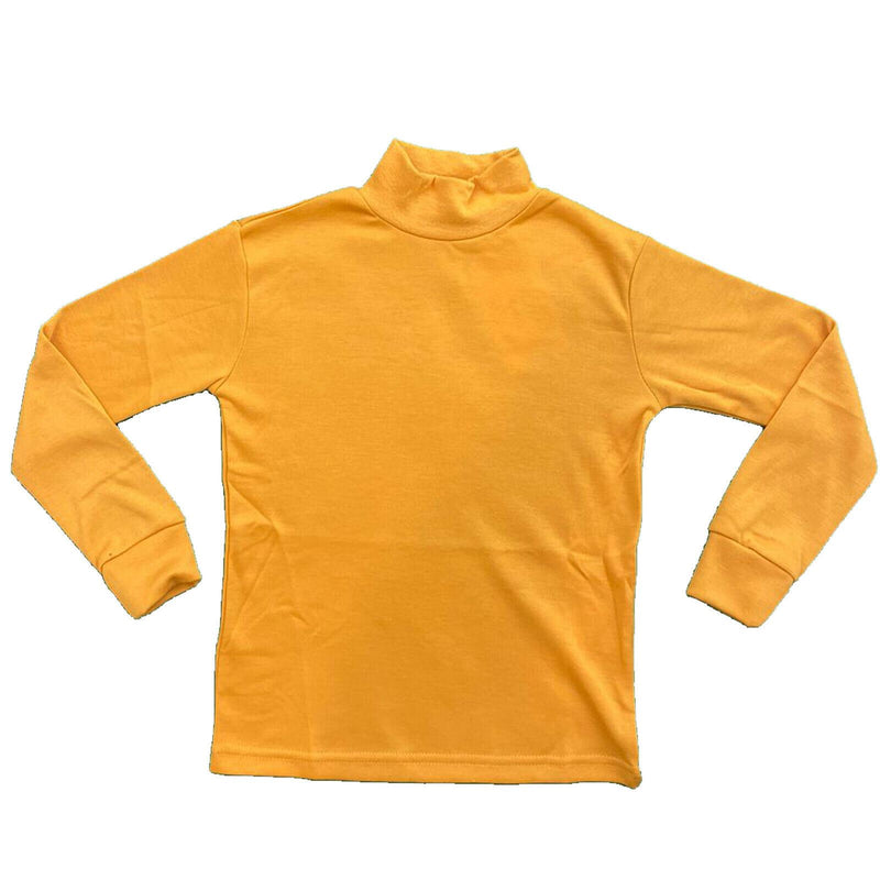 Kids Plain Long Sleeve Top Boys Girls T-Shirt Thick Cotton Stretch Polo Neck