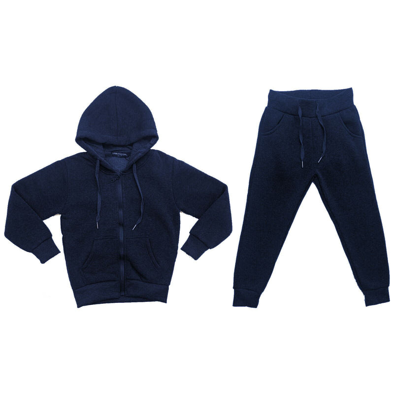 Boys Girls Kids Plain Fleece Tracksuit Joggers Hoodie Jogging Bottoms School PE.