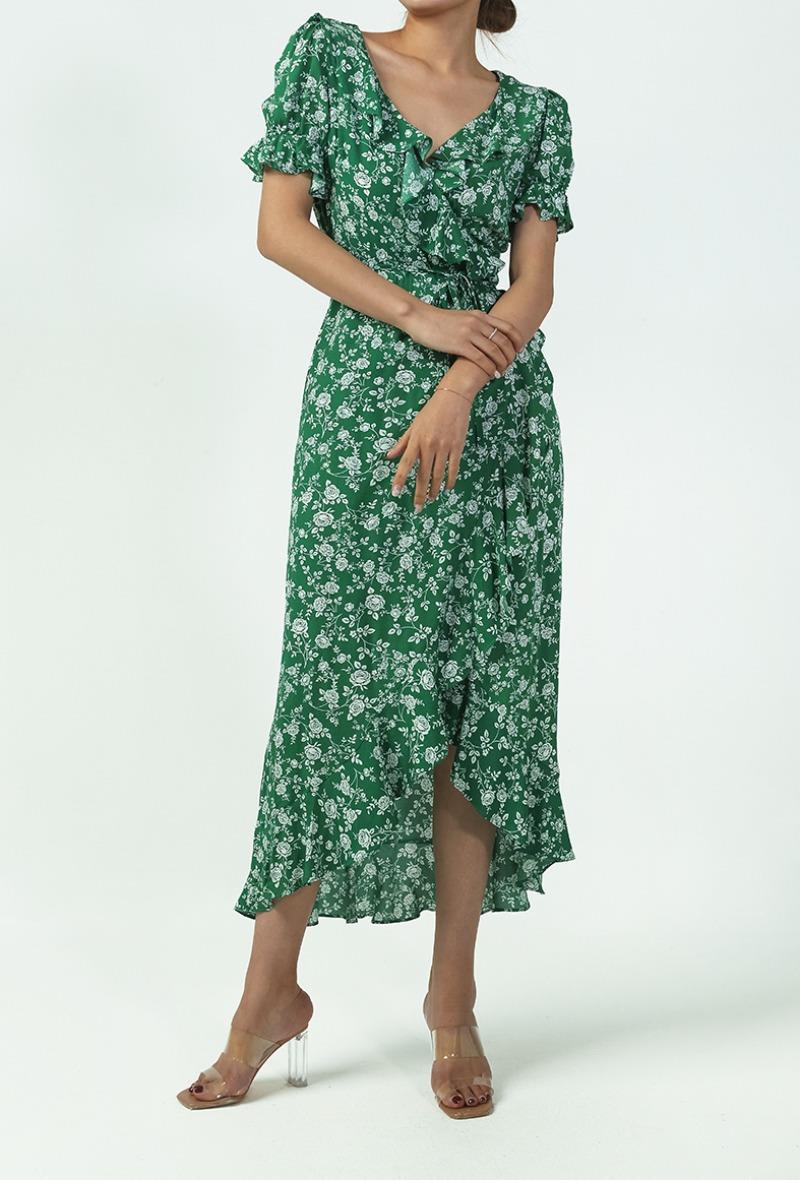 Ladies Long Floral Print Dress