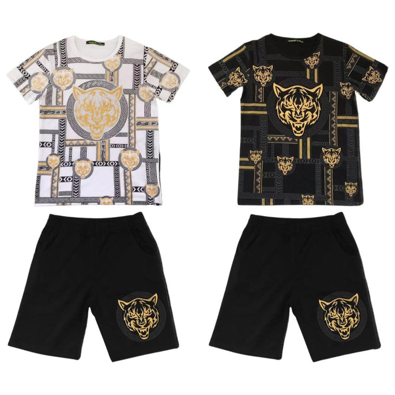 Boys T-Shirt And Shorts Set Tiger Print (F126)