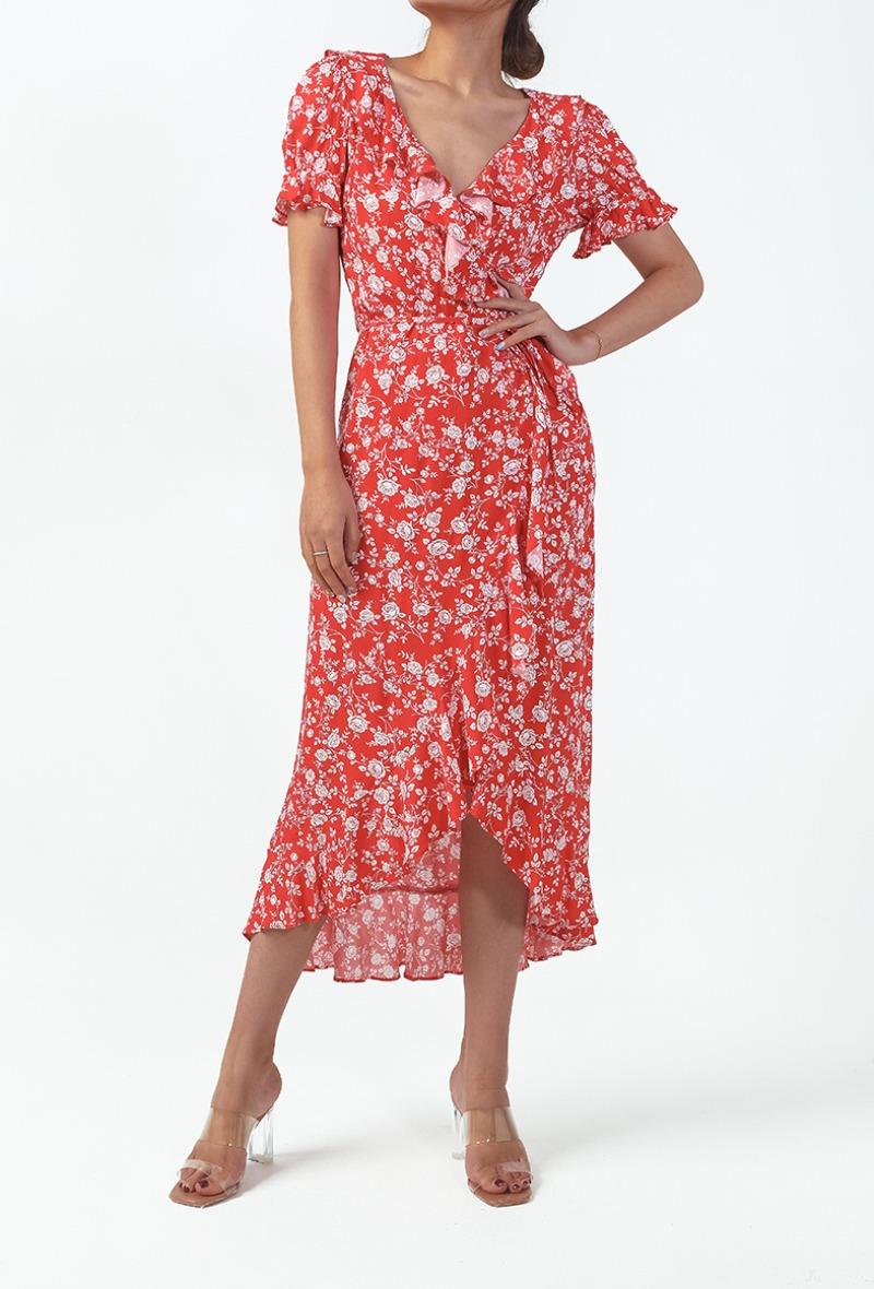 Ladies Long Floral Print Dress