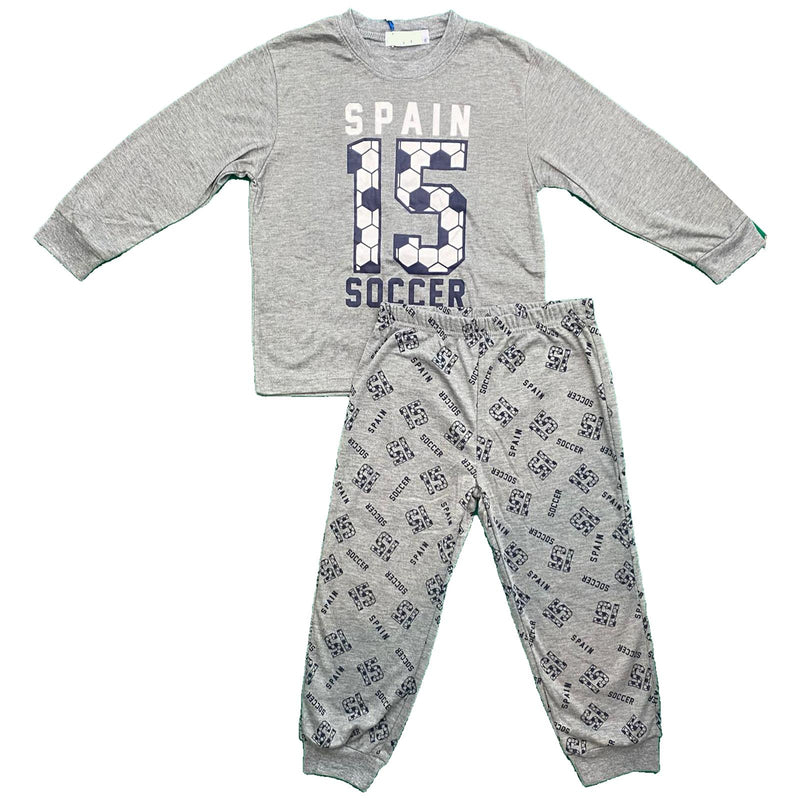 Boys Kids Pyjamas Long Sleeve Top Bottom Set Nightwear Cuffed Cotton Fleece.