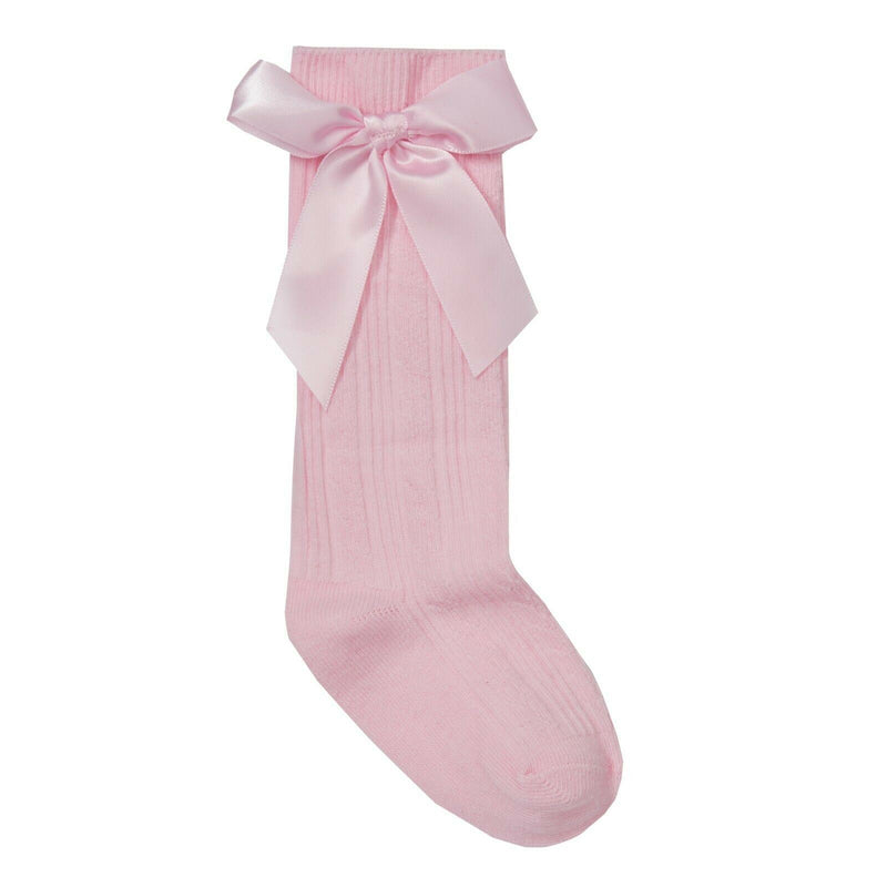 Baby Girls Kids Knee High Socks Bow School Cotton Rich Long Children.