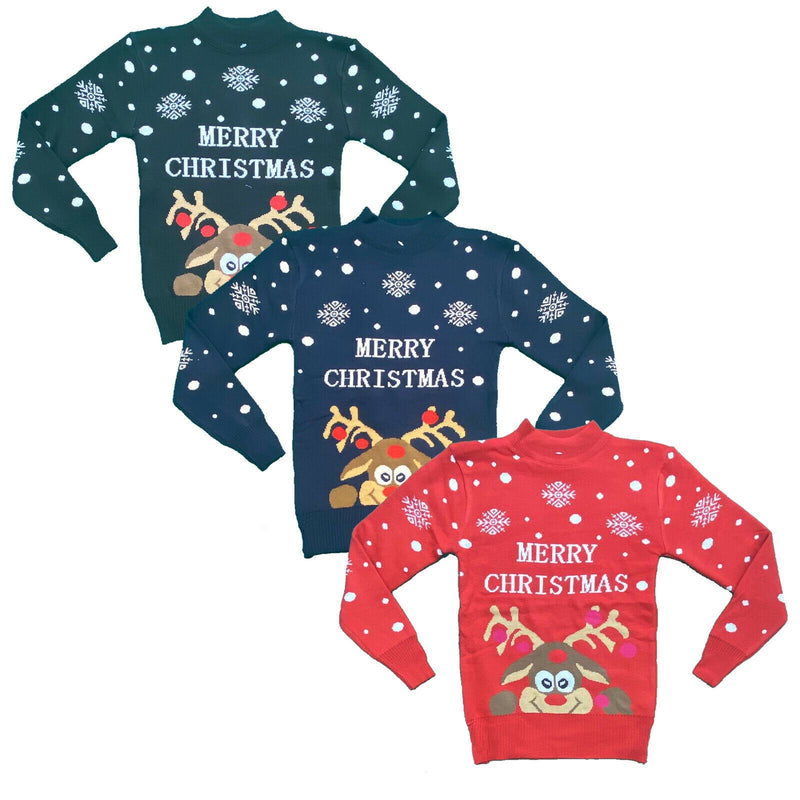 Boys Girls Kids Christmas Jumper Reindeer Sweater Xmas Sweatshirt Top Rudolph.