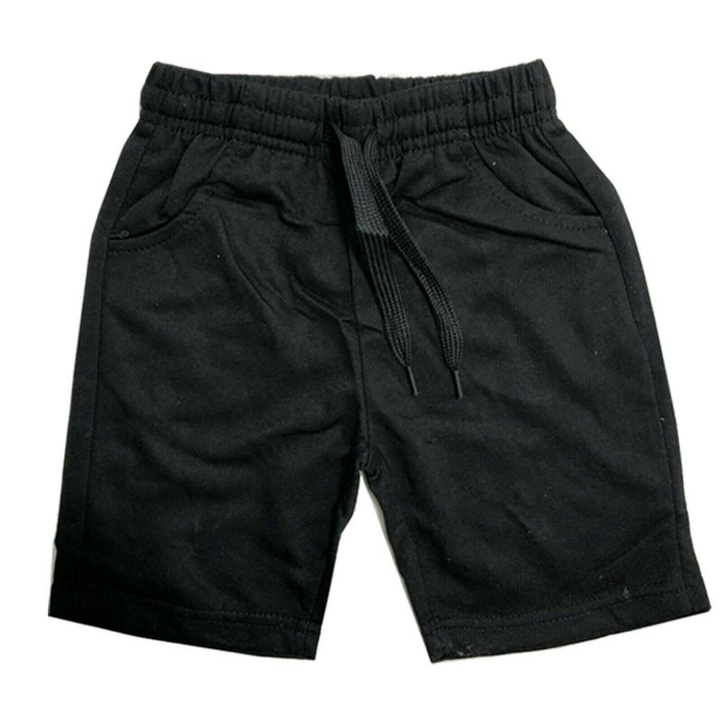 Boys Kids Plain Shorts Cotton PE School Summer Gym Sports Navy Red Black.