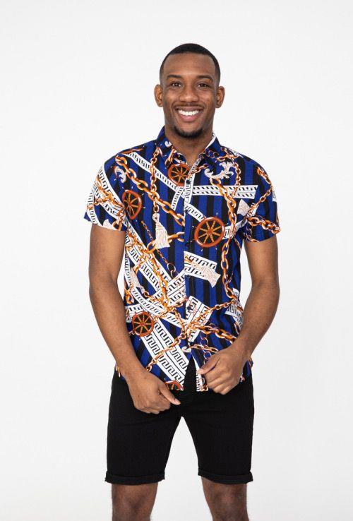 Mens Chain Print Shirt KD627