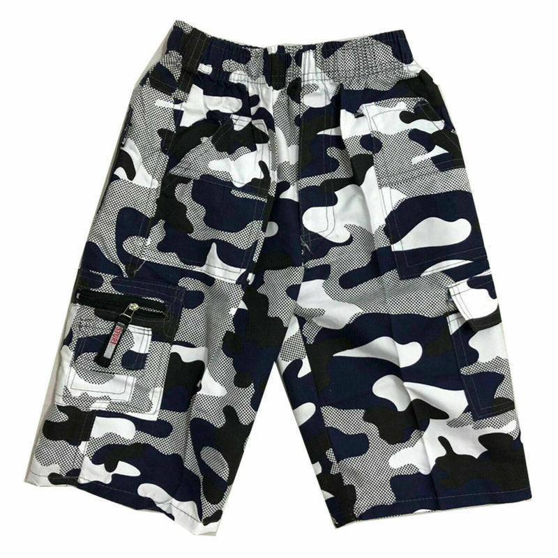 Boys Kids Shorts Army Camo Camouflage Combat Cargo Pocket Summer Fashion Chino