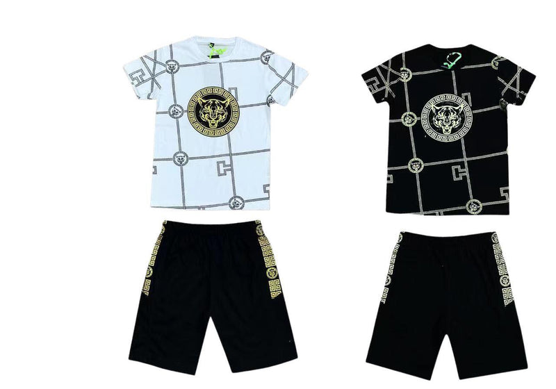 Boys Tiger Print Short Set Diamante YHM-56