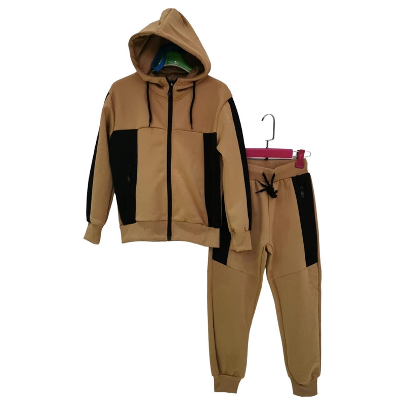 Boys And Mens Matching Tracksuit Slim Fit Zip Pockets (FY-1068)