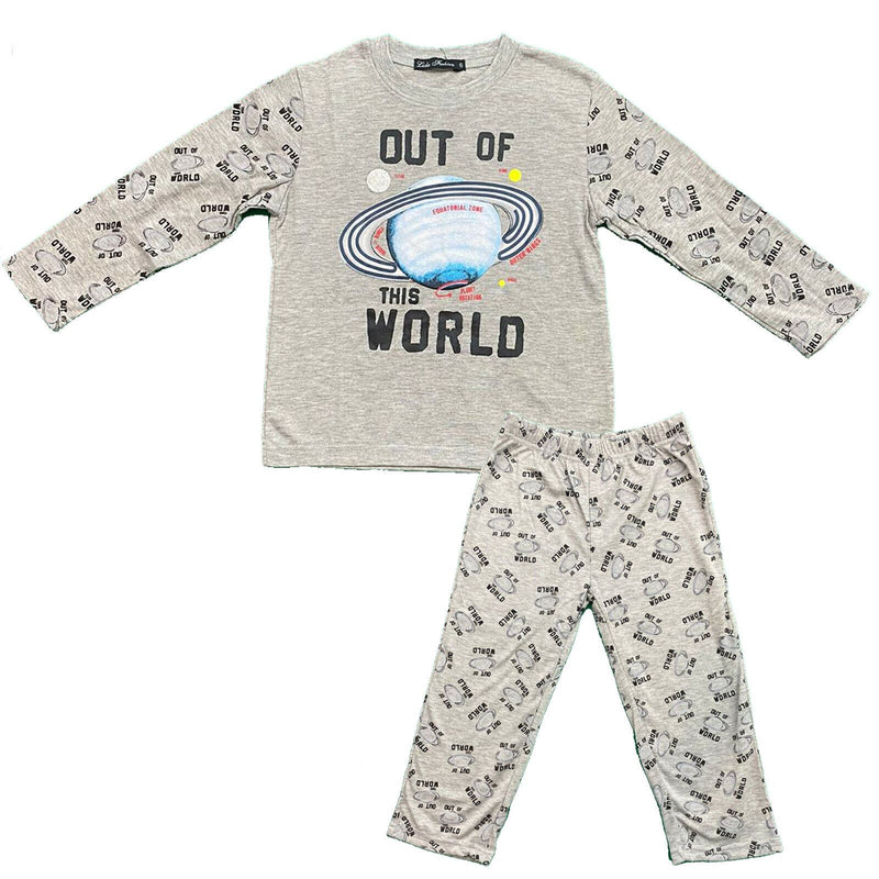 Boys Kids Pyjamas Long Sleeve Top Bottom Set Nightwear.