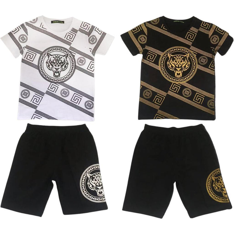 Boys T-Shirt And Shorts Set Tiger Print (F120)