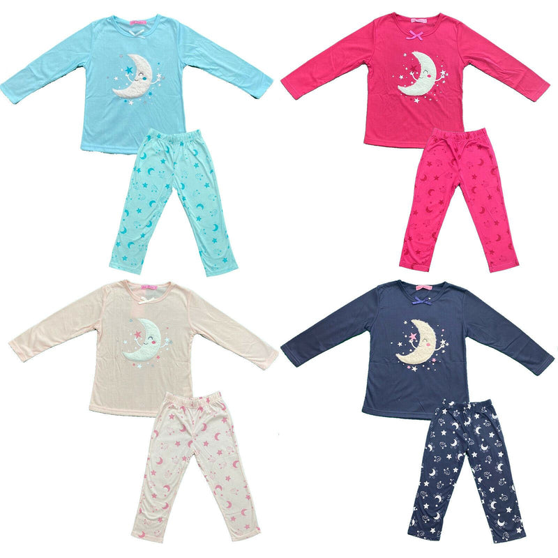 Baby Girls Kids Pyjamas Long Sleeve Top Bottom Set Nightwear PJs Printed.