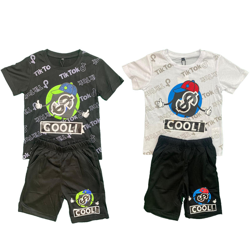 Boys Girls Kids T-Shirt Shorts Set Printed Music Sports Cotton Summer Gym PE Outfit Summer.