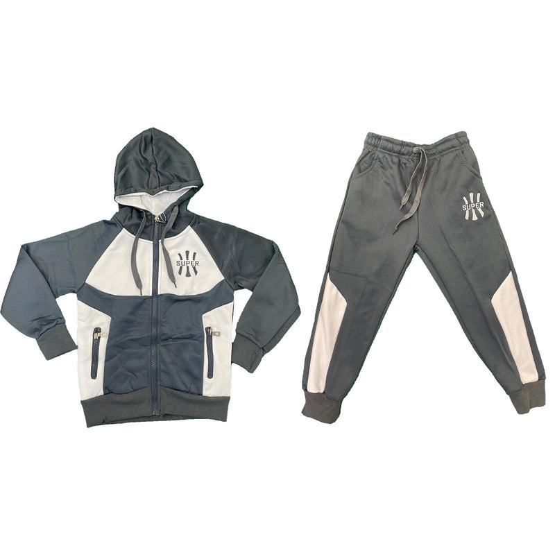 Boys Tracksuit Cotton Jacket Jogging Bottoms Set Outfit Panel Kids