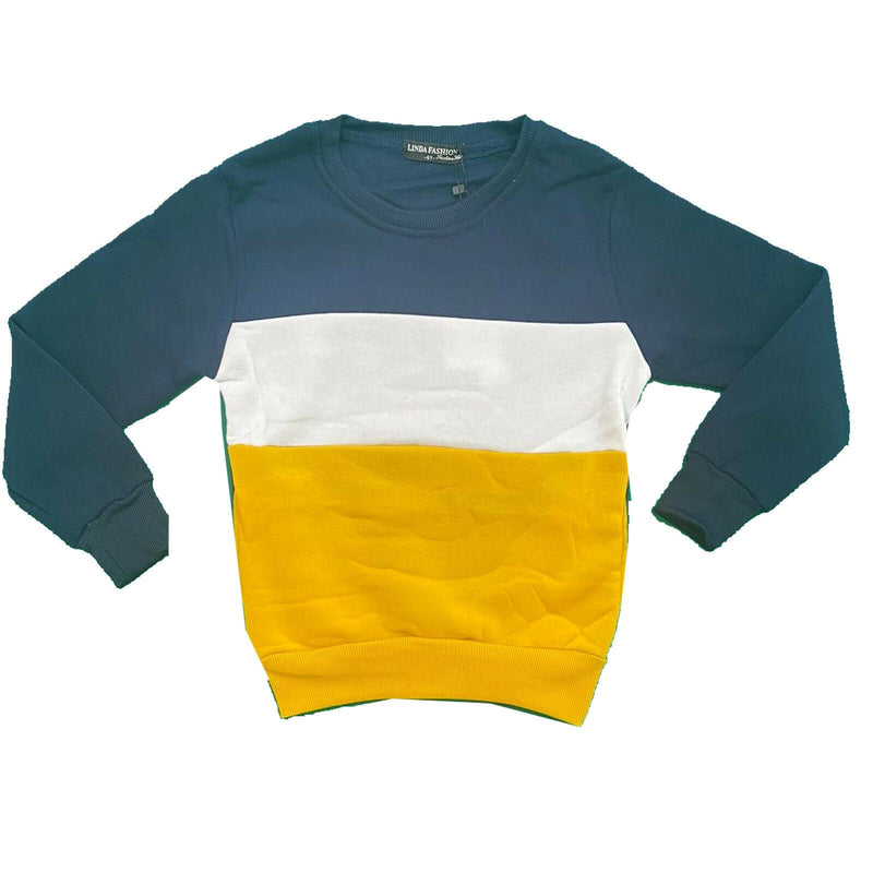 Boys Kids Panel Jumper Sweatshirt Top Fleece Winter Warm Pullover.