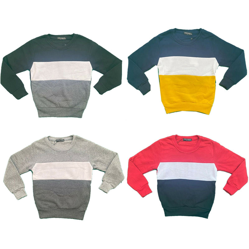 Boys Kids Panel Jumper Sweatshirt Top Fleece Winter Warm Pullover.