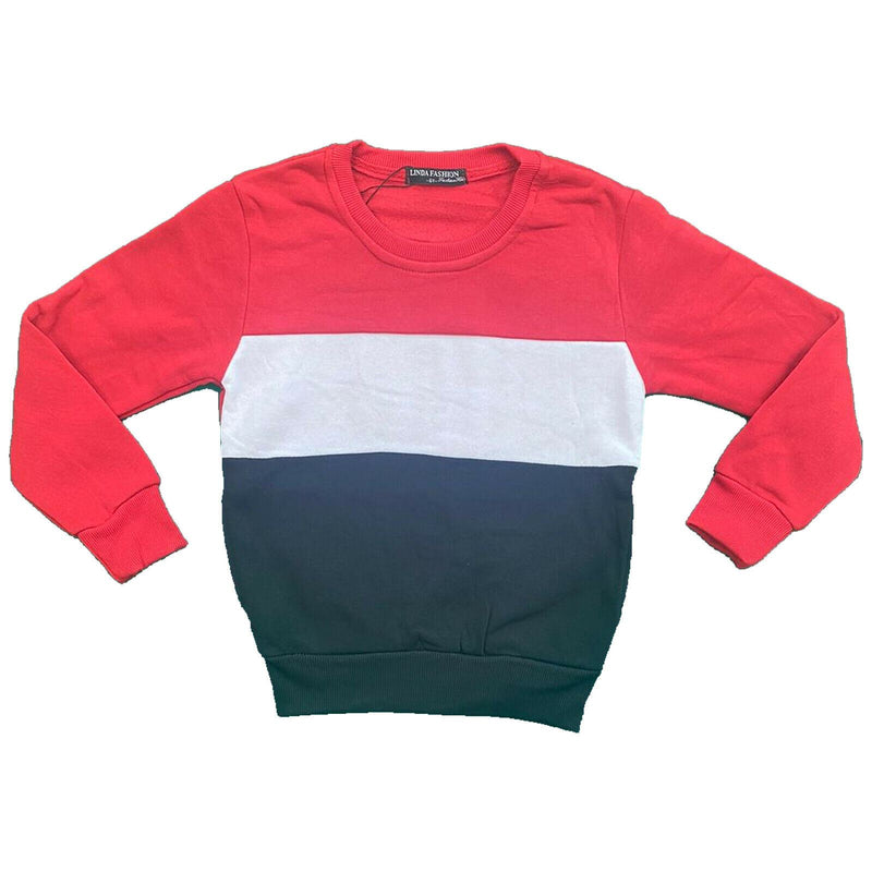 Boys Kids Panel Jumper Sweatshirt Top Fleece Winter Warm Pullover.