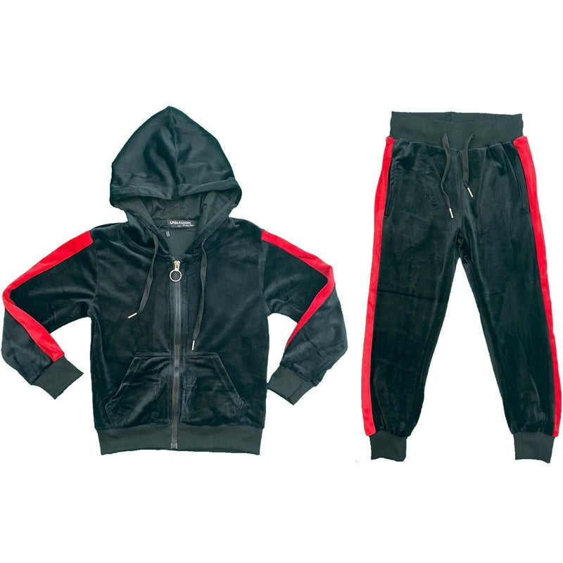 Girls Kids Crushed Velvet Velour Tracksuit Jacket Joggers Bottoms Outfit Lounge.