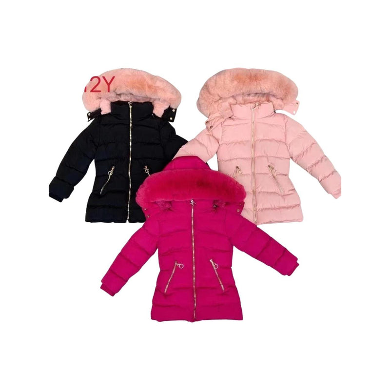 Girls Fur Parka Jacket Coat KP-38