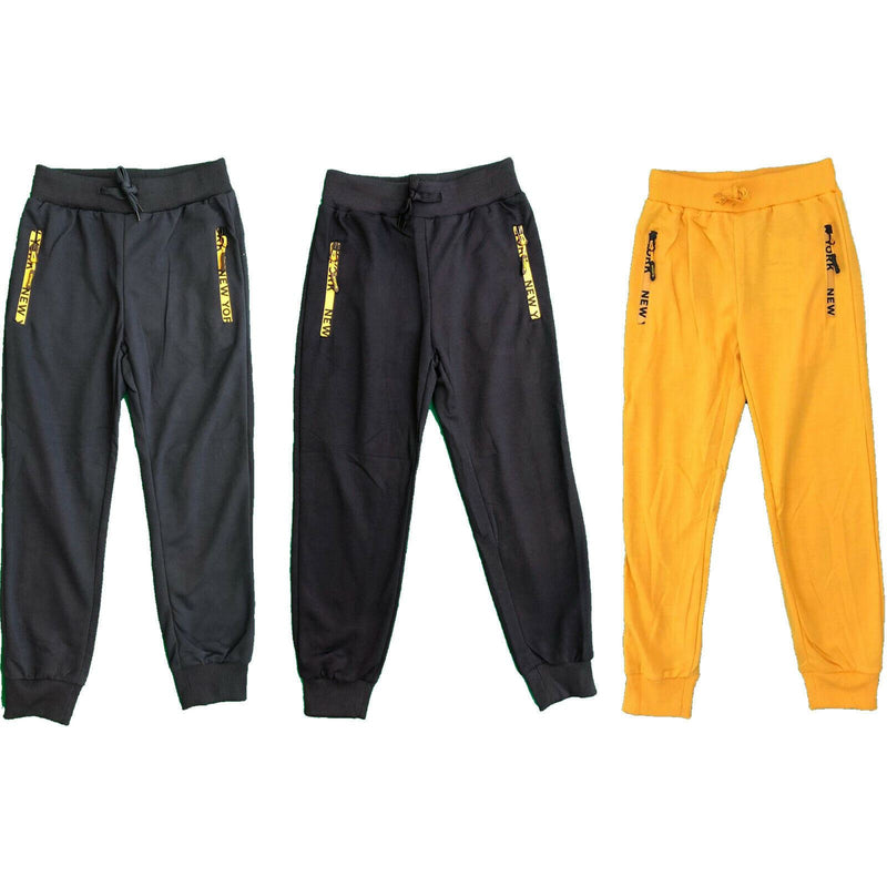 Boys Kids Plain Zip Pocket School Jogging Sports PE Tracksuit Bottoms Joggers.