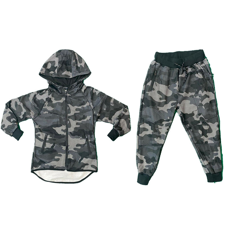 Boys Kids Tracksuit Camo Camouflage Jacket Joggers Jogging Bottoms Outfit Set