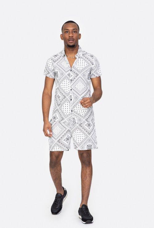 Mens Printed Shirt And Shorts Set KD750