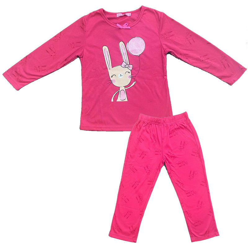 Girls Kids Pyjamas Long Sleeve Top Bottom Set Nightwear PJs.