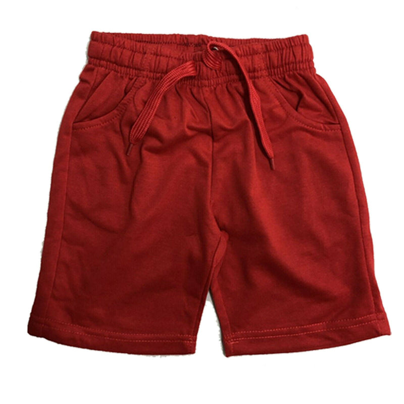 Boys Kids Plain Shorts Cotton PE School Summer Gym Sports Navy Red Black.