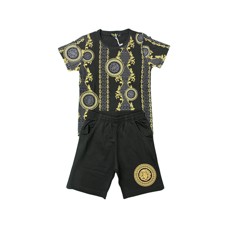 Boys Lion Baroque Print Short Set Outfit