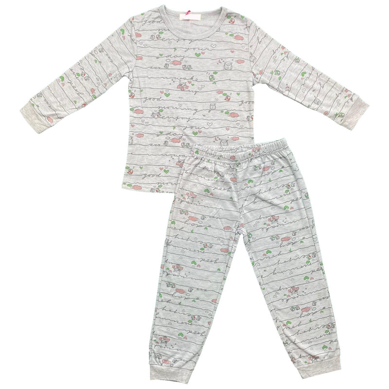 Girls Kids Pyjamas Long Sleeve Top Bottom Set Nightwear PJs Cuffed Fleece.